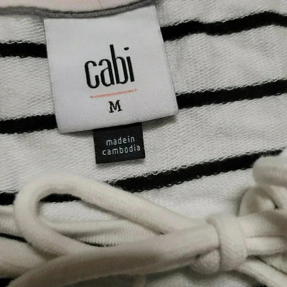 CAbi size M Relax Game Day Sweatshirt Tee Black/White Stripe balloon sleeves - Picture 3 of 12
